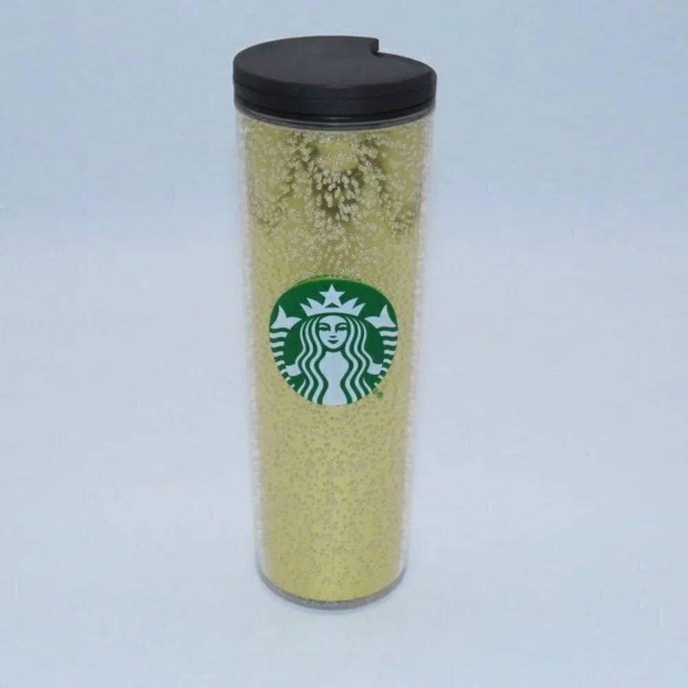 Starbucks 2020 16oz Gold Champagne Bubbles Travel Cup Tumbler with Black Lid